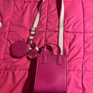 Anne Klein Pink Crossbody Bag with Minimalist Charm